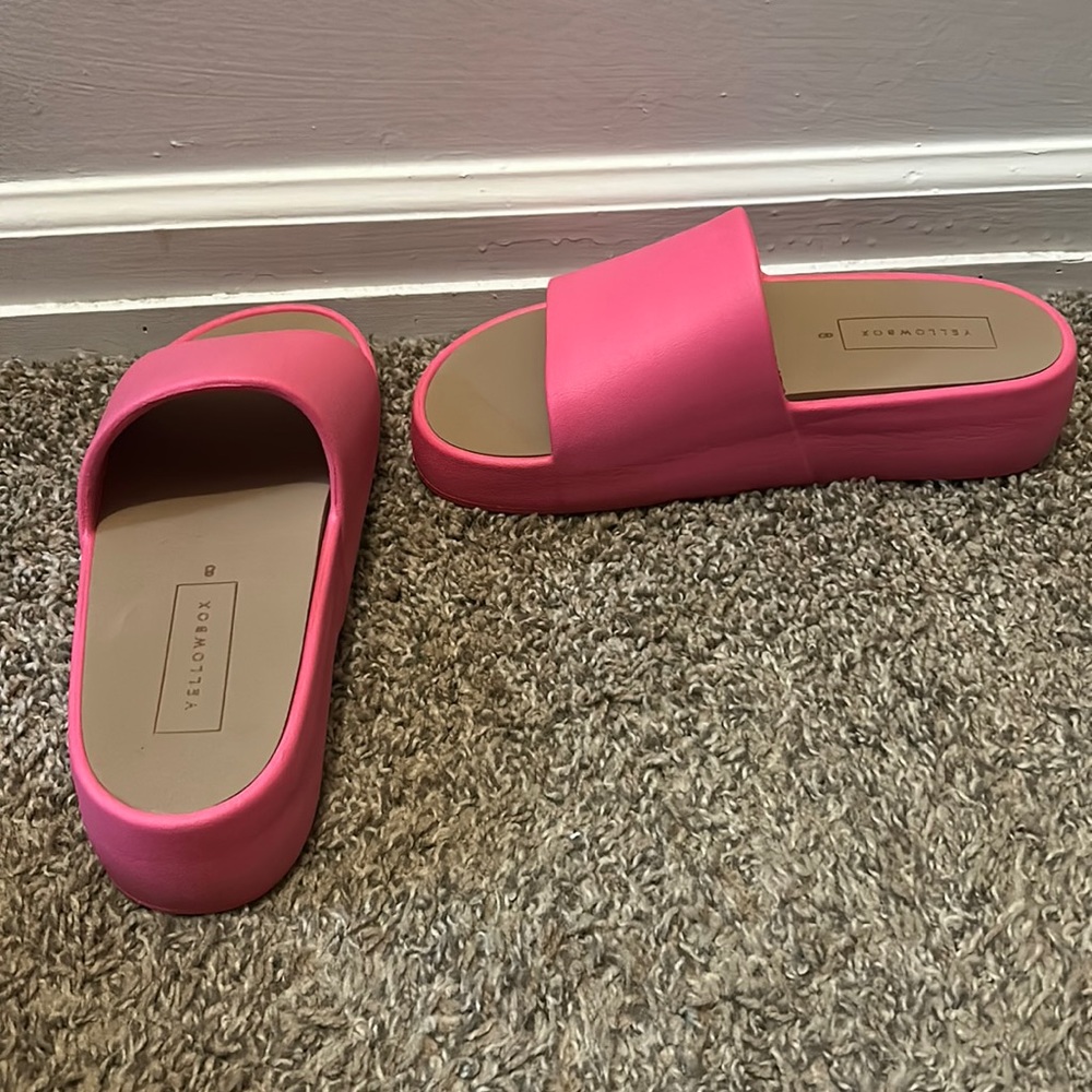 Pink Yellow Box platform slides size 8